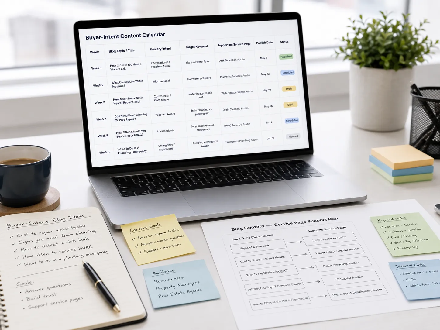 Buyer intent content calendar for local SEO