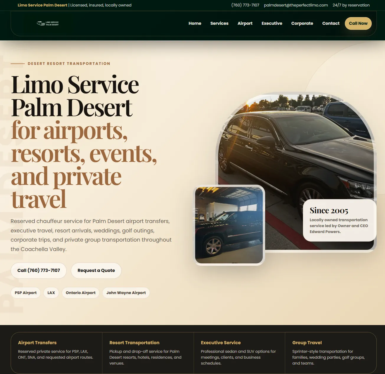 Limo Service Palm Desert local website and SEO content sample