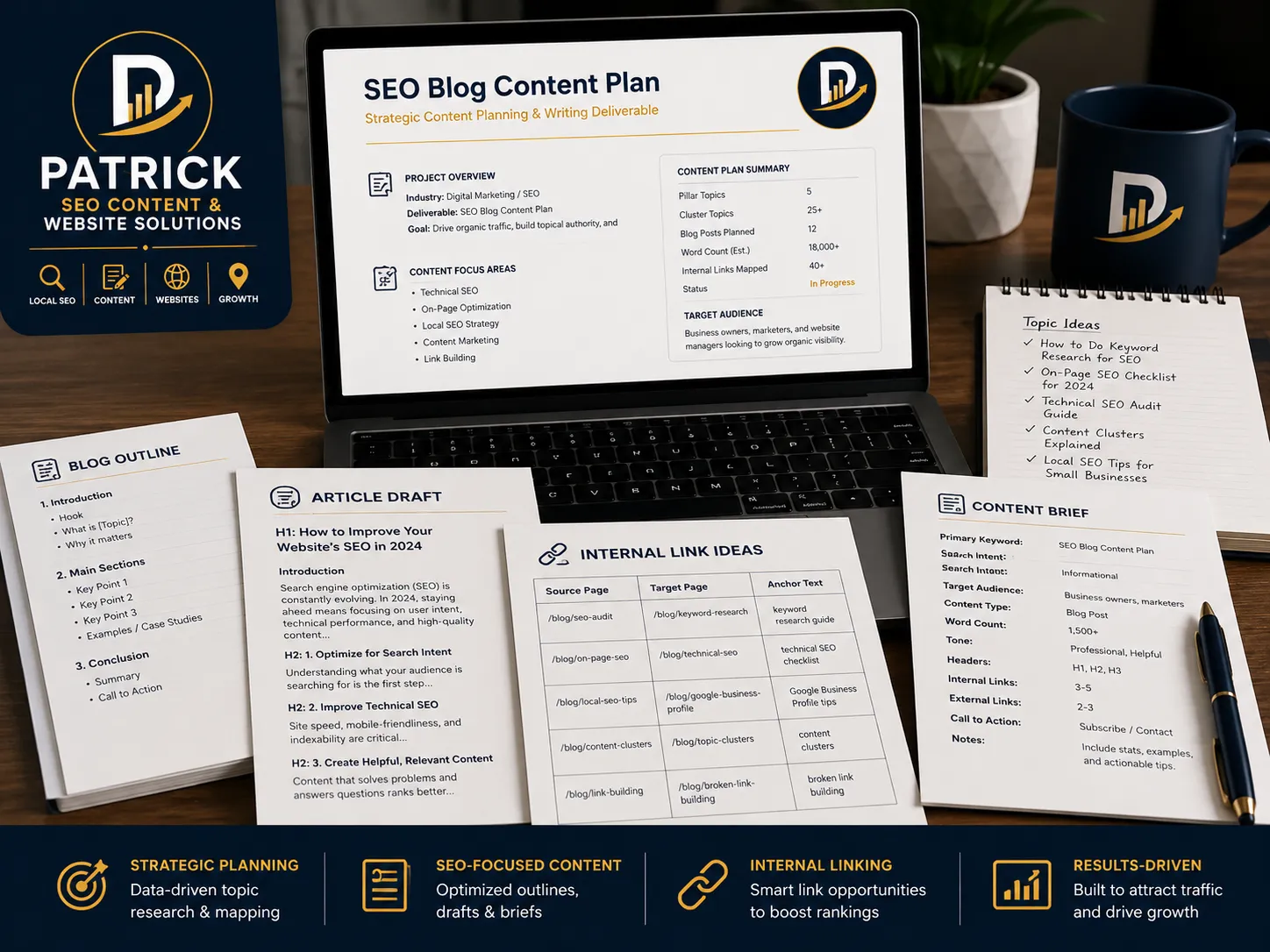 SEO blog content plan portfolio sample