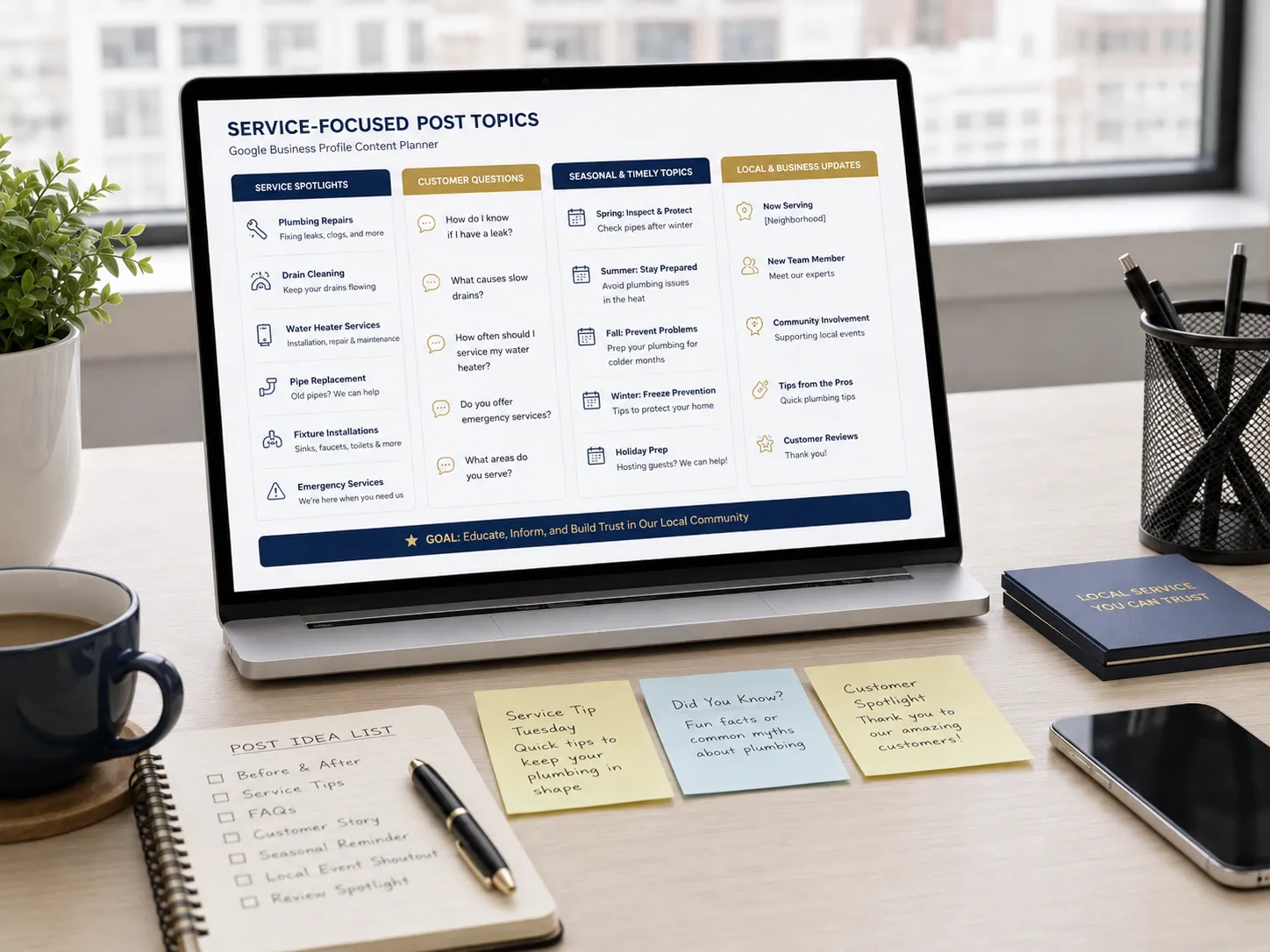 Service focused Google Business Profile post topics