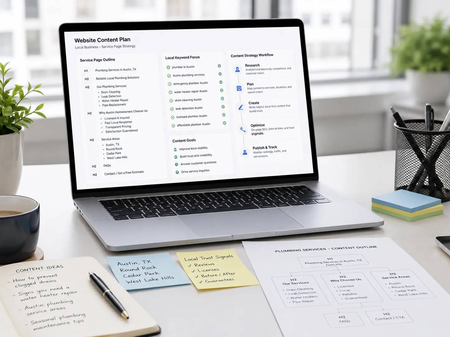 Local SEO website content and page planning